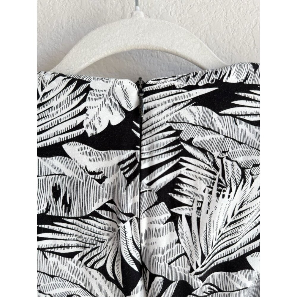 Vintage 1980s APRIL‎ RAIN Dress White Black Palm Print Dolman Long Sleeve 13-14 - Picture 8 of 13